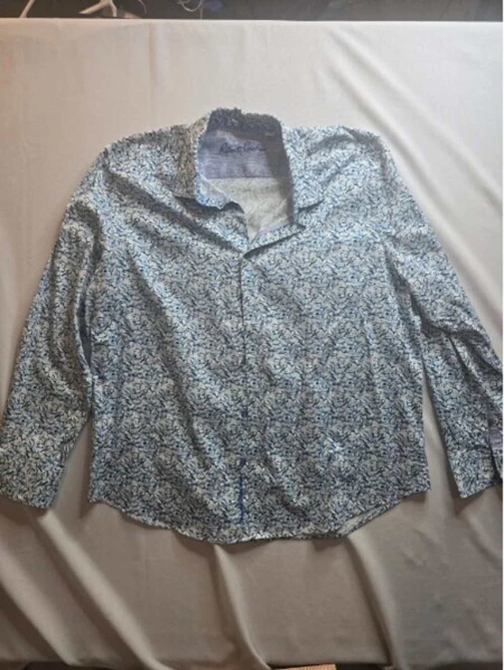 Robert Graham Men's 2XL Long Sleeve Button-Up Shirt Blue Floral Pattern